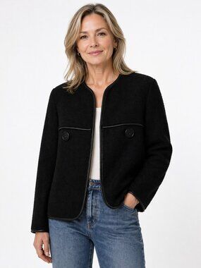 Chanel Fall 2015 Black Wool Tweed Silk Jacket